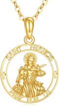 wholesale 14K Gold St Francis Medal Necklace Catholic Christian Gifts for Men/Women-0-0