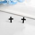 wholesale 925 Sterling Silver Black Enamel Cross Stud Earrings-0-2