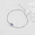 wholesale 925 Sterling Silver Evil Eye Charm Anklet with Blue Stone and CZ Accents for Women-0-3