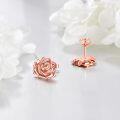 wholesale Rose Gold 925 Sterling Silver Rose Stud Earrings - Birth Flower  for Women-0-3