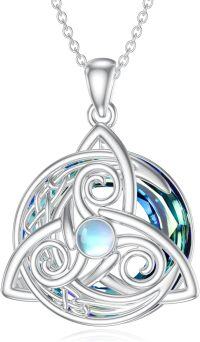 wholesale 925 Sterling Silver Moonstone Triskelion Pendant Necklaces for Women Irish s 45cm Chain Length-Triquetra Trinity