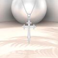 wholesale 925 Sterling Silver White Gold Plated Lab Created Diamond Pointed Cross Pendant Necklace-0-3