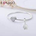 wholesale 925 Sterling Silver Personalized Dog Paw Charm for Bangle Bracelet Custom Name Dog Paw Charm Bead Gift for Women-0-2