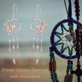 wholesale 925 Sterling Silver Dreamcatcher Rose Gold Flower Feather Drop Earrings-0-18