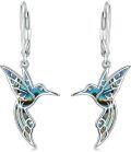 wholesale 925 Sterling Silver & Natural Abalone Shell Hummingbird Dangle Earrings 20x15mm-0-0
