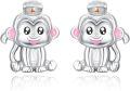 wholesale 925 Sterling Silver Monkey Nurse Stud Earrings for Women Girls Nurses Gift-0-0