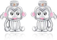 wholesale 925 Sterling Silver Monkey Nurse Stud Earrings for Women Girls Nurses Gift-Monkey