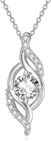 wholesale 14K Gold Cubic Zirconia Infinity Pendant Necklace for Women-Infinty-B