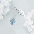 wholesale 925 Sterling Silver Blue Glittery Leaves Leverback Earrings for Women - Bohemian Style Beach Accessories-0-3