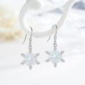 wholesale 925 Sterling Silver Opal Snowflake Dangle Drop Earrings - Christmas s for Women-0-2