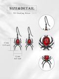 wholesale 925 Sterling Silver Red Crystal Spider Halloween Dangle Earrings-0-1