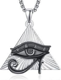 wholesale  Egyptian Eye Of Horus Triangle Pendant Necklaces For Men/Women-Ankh Medal