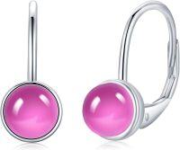 wholesale 925 Sterling Silver 7mm Egg Cut Birthstone Leverback Drop Earrings for Women Girls-July Birthstone