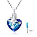 wholesale 925 Sterling Silver Hummingbird Blue Austrian Crystal Heart Cremation Jewelry with Funnel and Tools-0-0