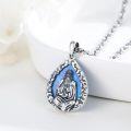 wholesale 925 Sterling Silver Blue Opal Jesus Pendant Necklace  for Men-0-1