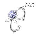wholesale 925 Sterling Silver C Shaped Ring With Clear Round Crystal-0-3