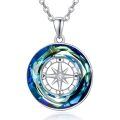 wholesale 925 Sterling Silver Compass Pendant With Blue Crystal-0-0