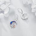 wholesale 925 Sterling Silver Moon Girl Cat Leverback Drop Earrings-0-3