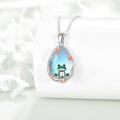 wholesale 925 Sterling Silver Teardrop Moonstone Green Frog Pendant Necklace-0-3
