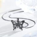 wholesale 925 Sterling Silver Black Butterfly Pendant Necklace for Women, Nickel-Free Lead-Free Hypoallergenic, 18+2 Chain, Insect Lover Gift-0-4