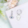 wholesale 925 Sterling Silver Hamsa Hand Evil Eye Drop Earrings for Women Girls  4cm Length-0-3