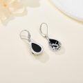 wholesale 925 Sterling Silver Dragonfly & Flower Design Teardrop Black Onyx Leverback Earrings for Women Gifts 4cm Long-0-3