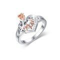 TOUPOP Sterling Silver Rose Flower I Love You Mom Ring-0-0