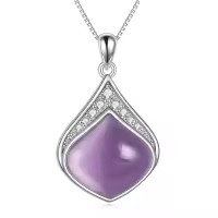 wholesale 925 Sterling Silver Moonstone Lapis Larimar Moss Agate Teardrop Filigree Pendant-Purple Teardrop necklace-february birthstone