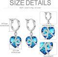 wholesale 925 Sterling Silver Blue Heart Crystal Dangle Hoop Earrings for Women-0-2