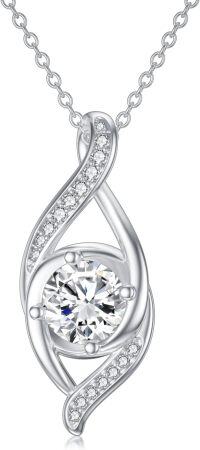 wholesale S925 Sterling Silver Diamond & Moissanite Infinity Necklace - Endless Love Symbol, Elegant Pendant, Hypoallergenic, Gift for Women-925 Sterling Silver
