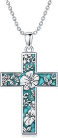wholesale  Sterling Silver Turquoise Cross Necklace with Birth Flower Pendant -0-50