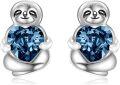 wholesale 925 Sterling Silver Pink Heart Sloth Stud Earrings - Birthday Gifts for Women-0-6