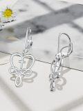 wholesale 925 Sterling Silver Infinity Heart w/ Cross Dangle Drop Leverback Earrings for Women-0-4