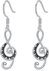 wholesale 925 Sterling Silver Treble Clef Music Note Drop Earrings Hypoallergenic Gift for Her-Music Note