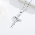 wholesale 925 Sterling Silver Cubic Zirconia Leaf Design Cross Pendant Necklace s for Women-0-1