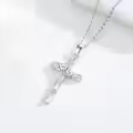 wholesale 925 Sterling Silver Cubic Zirconia Leaf Design Cross Pendant Necklace Wholesale s for Women-0-1