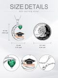 wholesale 925 Sterling Silver Graduation Necklace with Heart Birthstone and Grad Cap Pendant for Women-0-5