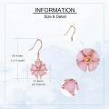 wholesale 925 Sterling Silver Gold Plated Pink Cat's Eye Stone Floral Drop Earrings Sakura Hypoallergenic Jewelry for Women Girls Gifts-0-3