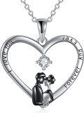 wholesale 925 Sterling Silver CZ Moonstone Love Couple Heart Pendant Necklace-0-0