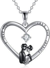 wholesale 925 Sterling Silver CZ Moonstone Love Couple Heart Pendant Necklace-Couple & Heart