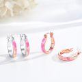 wholesale 925 Sterling Silver Rose Gold Pink Fire Opal Huggie Hoop Earrings for Women-0-2