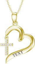 wholesale 925 Sterling Silver Gold-Plated Cubic Zirconia Heart Cross Pendant Necklace for Women - Mother's Day Gift-0-0