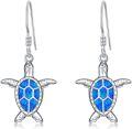 wholesale 925 Sterling Silver Blue Opal Turtle Dangle Drop Earring Beach  for Women Girls-0-0