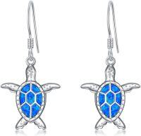 wholesale 925 Sterling Silver Blue Opal Turtle Dangle Drop Earring Beach  for Women Girls-Turtle