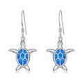 wholesale 925 Sterling Silver Blue Opal Turtle Dangle Drop Earring Beach  for Women Girls-0-0