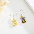 wholesale 925 Sterling Silver Hypoallergenic Cute Black Cat on Jack-o'-Lantern Halloween Earrings for Women and Girls-0-4