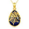 wholesale Gold 925 Sterling Silver Black Spider Web Pendant Necklace for Women - Gothic Halloween s-0-0