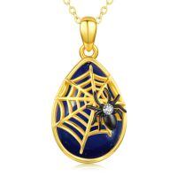 wholesale Gold 925 Sterling Silver Black Spider Web Pendant Necklace for Women - Gothic Halloween s-Lapis Lazuli