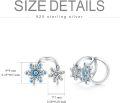 wholesale 925 Sterling Silver Snowflake Blue Austrian Crystal Cuff Earrings for Non-Pierced Ear Women Girl Gifts-0-5