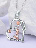 wholesale 925 Sterling Silver Cheerleader Heart Pendant Necklace Live Love Cheer Two Tone Rose Gold-0-4